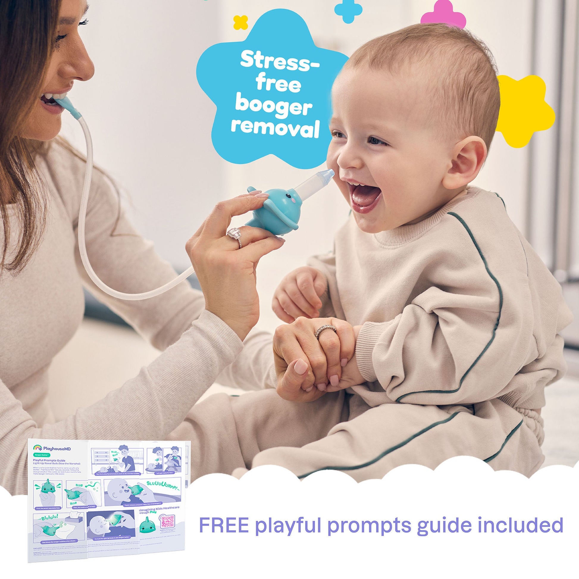 Playhouse MD Nasal Aspirator for Babies and Toddlers, Blue, Elephant Character