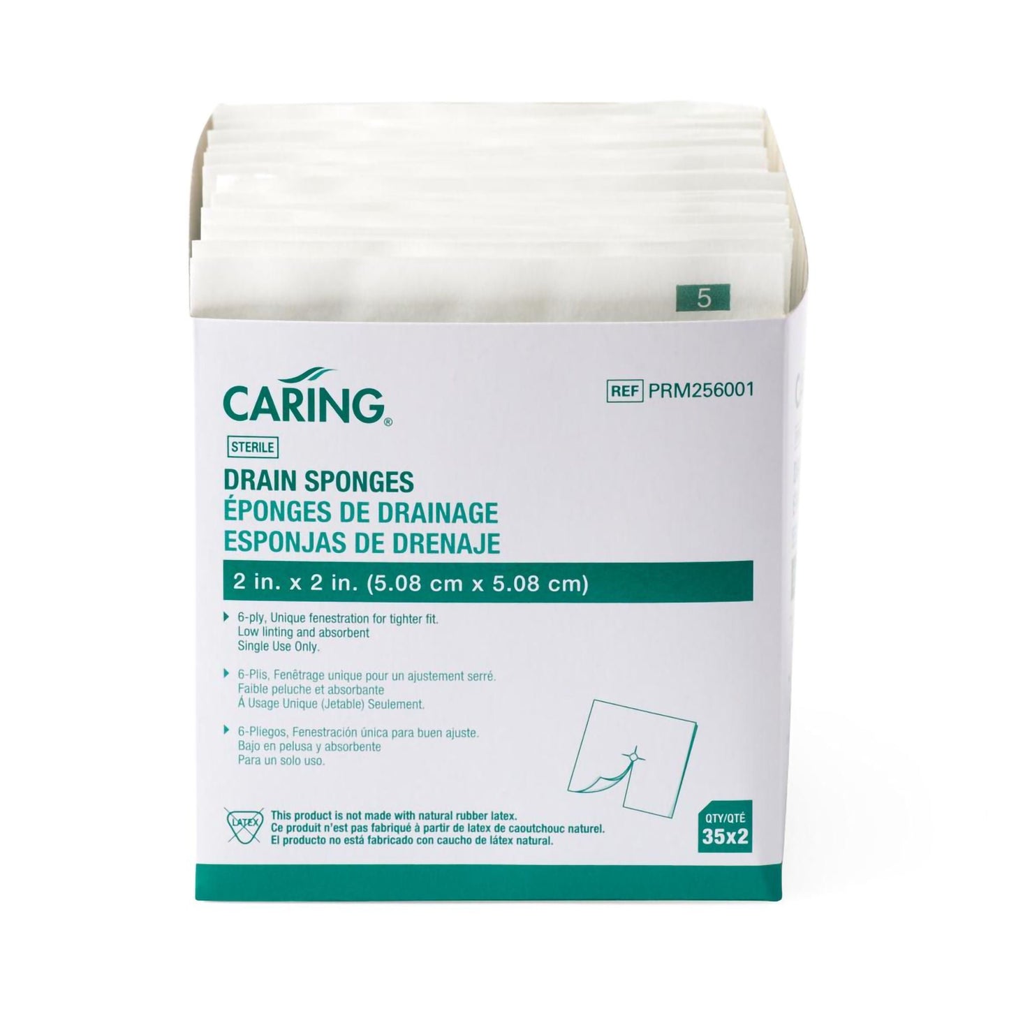 Caring® Drain Sponge, 6-Ply