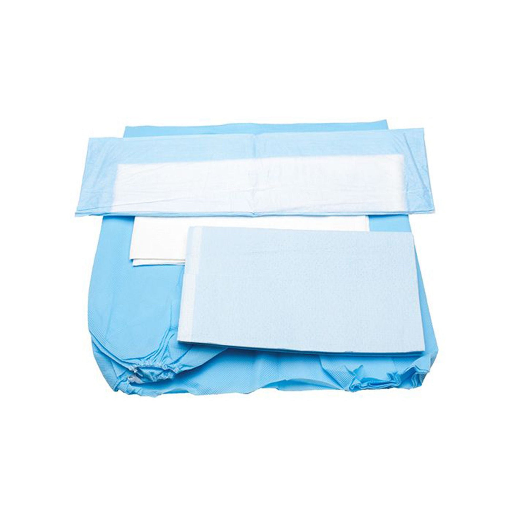 InstaKit Stretcher Sheet Set Flat Sheet / Fitted Sheet / Pillowcase / Absorbent Underpad Blue / White Tissue / Poly / Tissue Sheet, Tissue / Poly Pillowcase Disposable