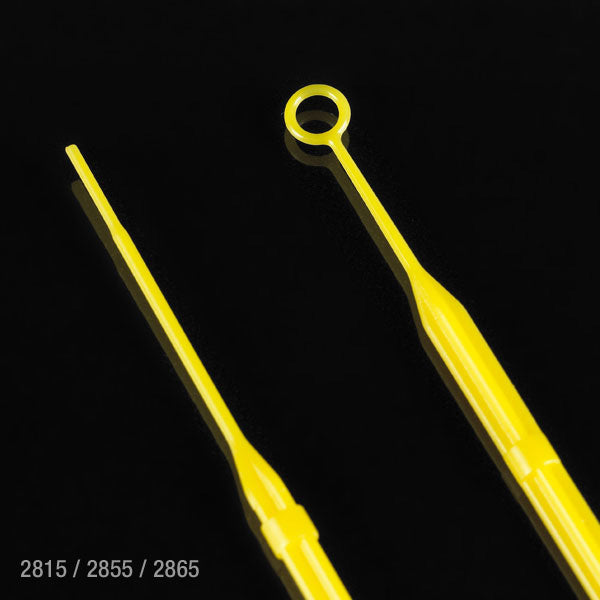 Inoculation Loops, Rigid 10µL with Needle, Sterile Yellow — Calibrated, 2 Pack Configs (500/Case) | Globe Scientific