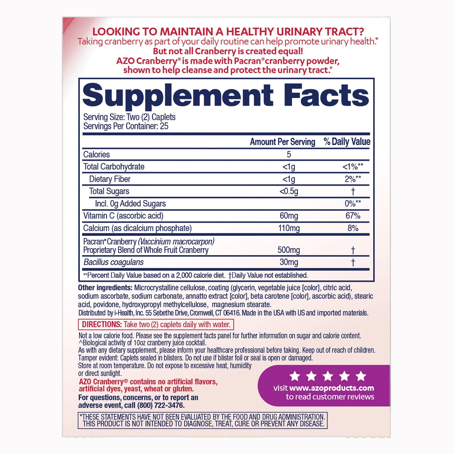 AZO® Cranberry Caplets, Cranberry Powder with a Probiotic + Vitamin C