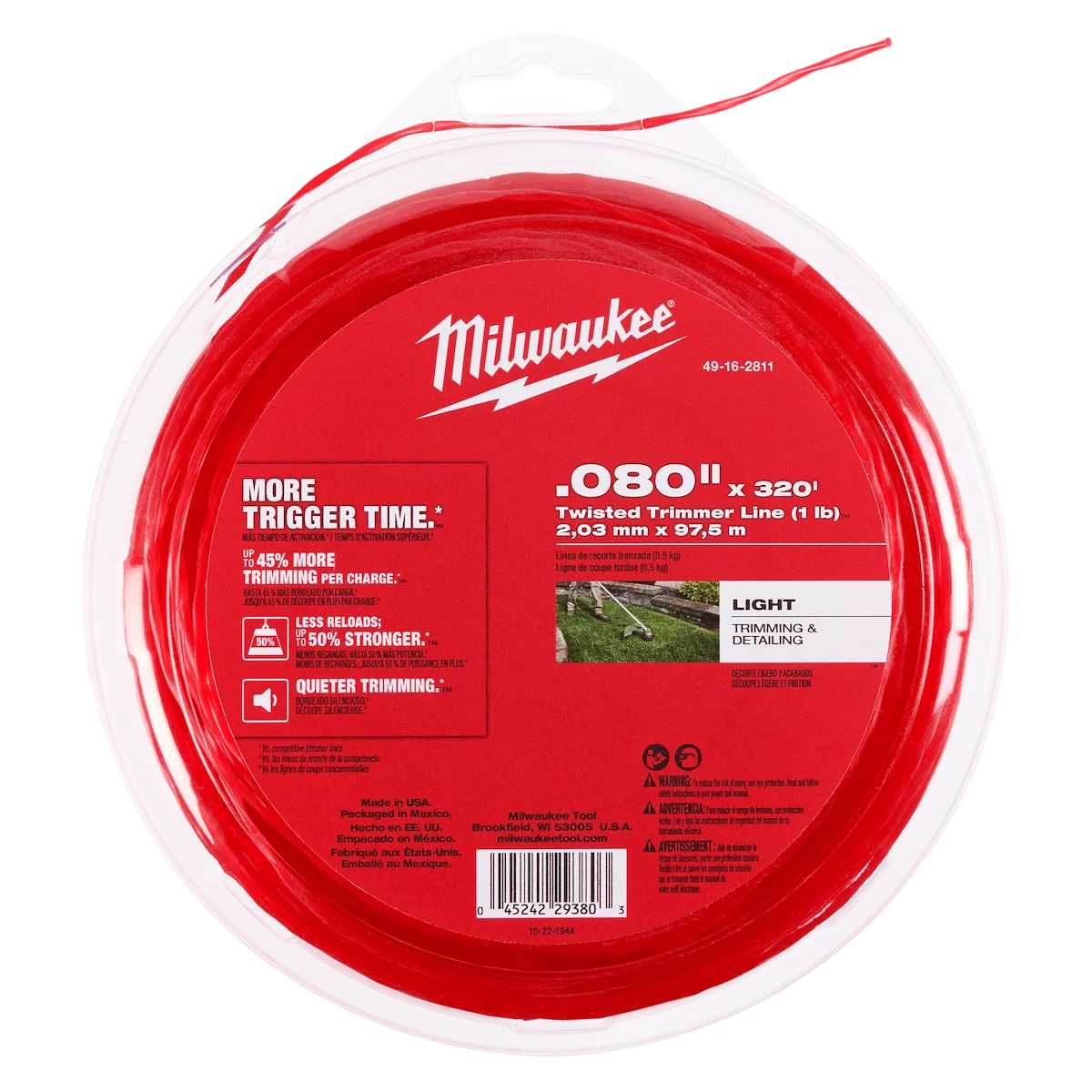 Milwaukee .080" x 320’ (1 lb.) Twisted Trimmer Line 49-16-2811 | Nylon
