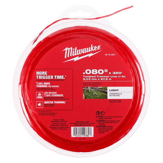 Milwaukee .080" x 320’ (1 lb.) Twisted Trimmer Line 49-16-2811 | Nylon
