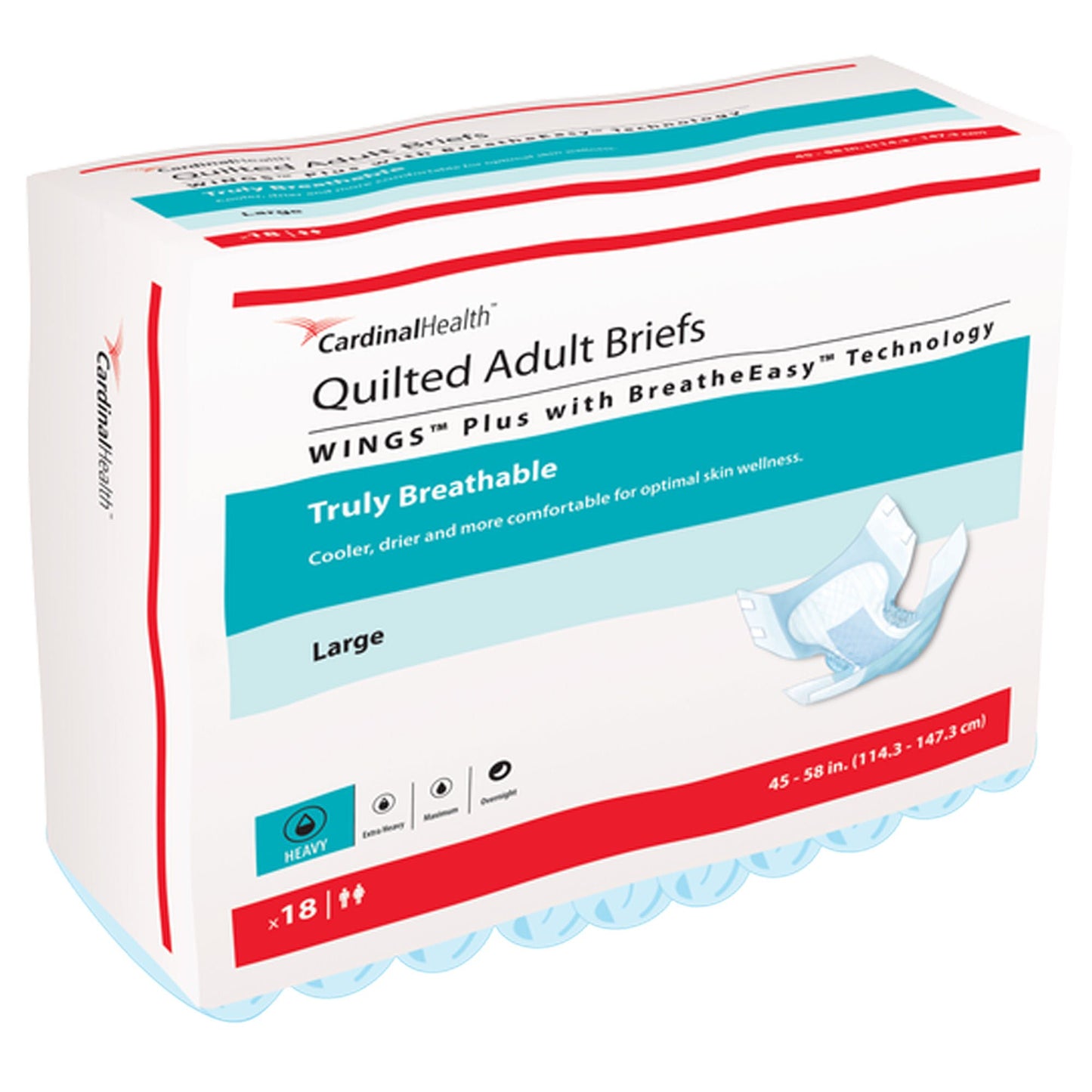Wings™ Quilted Plus with BreatheEasy™ Technology Incontinence Brief