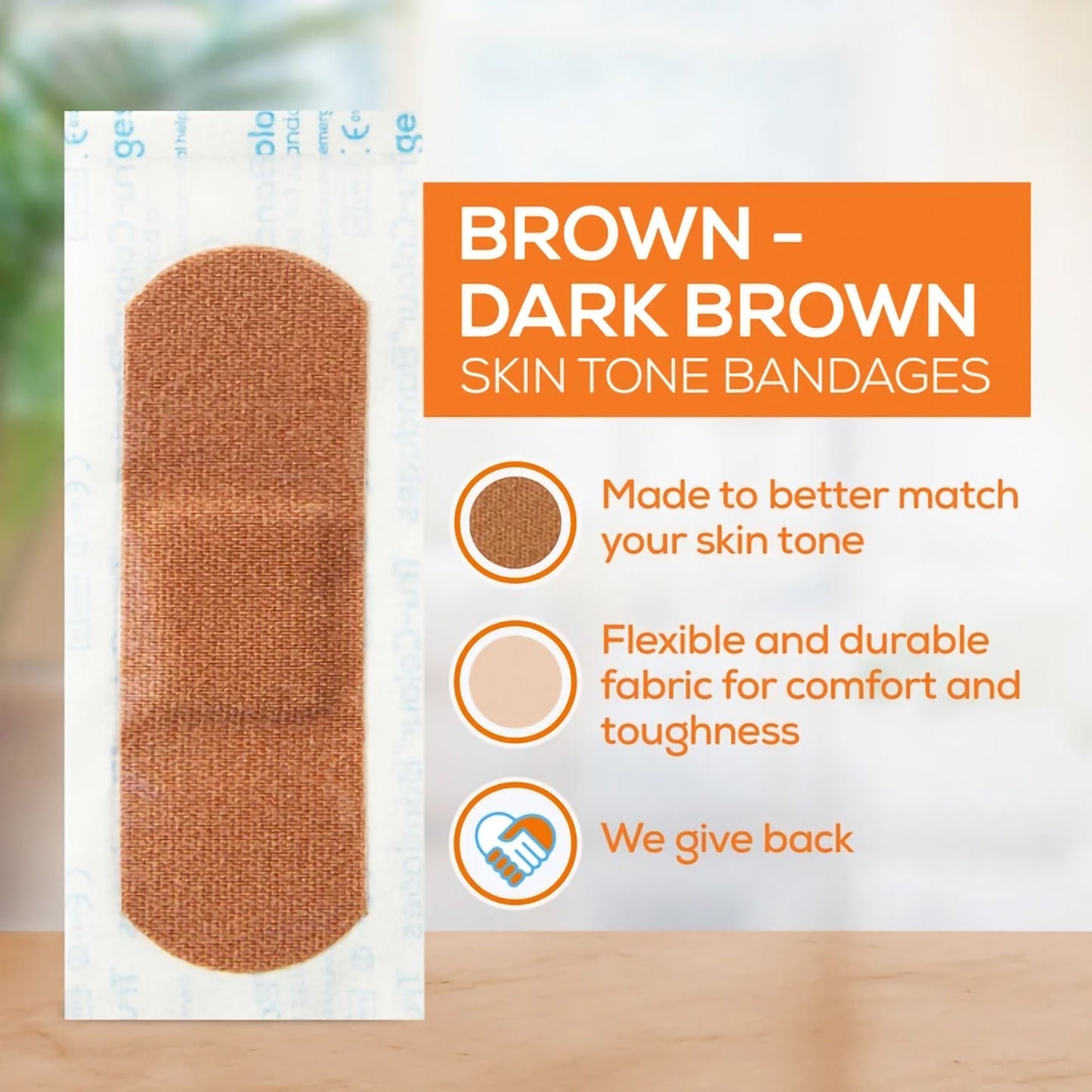 Tru-Colour Skin Tone Shade Fabric Bandage Adhesive Strips – Brown