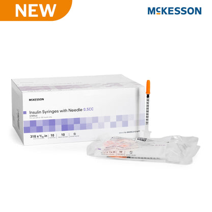 McKesson Standard Insulin Syringe with Needle 5/16 Inch 31 Gauge NonSafety