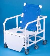 ipu Commode / Shower Chair Fixed Arms PVC Frame Reclining Backrest 28 Inch Seat Width 650 lbs. Weight Capacity