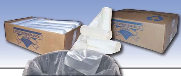 Colonial Bag PXC Series 1 mil Clear Can Liners, X-Seal Bottom, Flat Pack