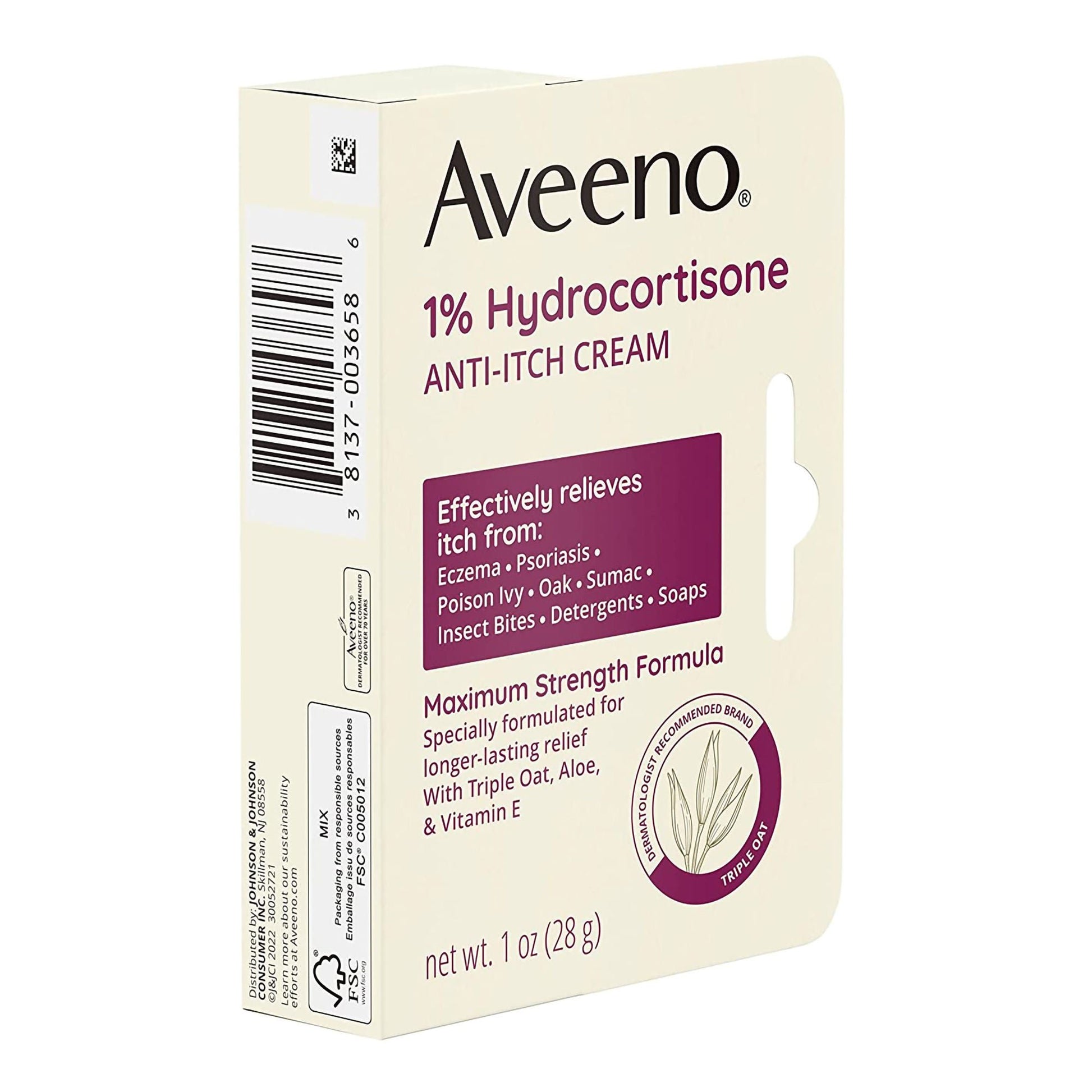 Aveeno® Active Naturals 1% Hydrocortisone Anti-Itch Cream, Maximum Strength