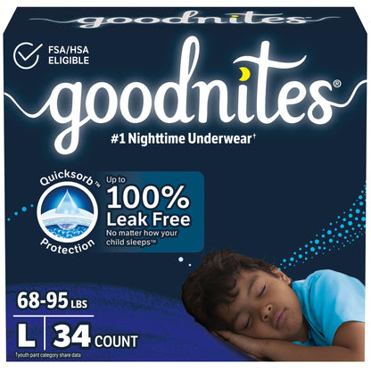 Goodnites® Heavy Absorbency Nighttime Underwear, for Boys 68 – 95 lbs.