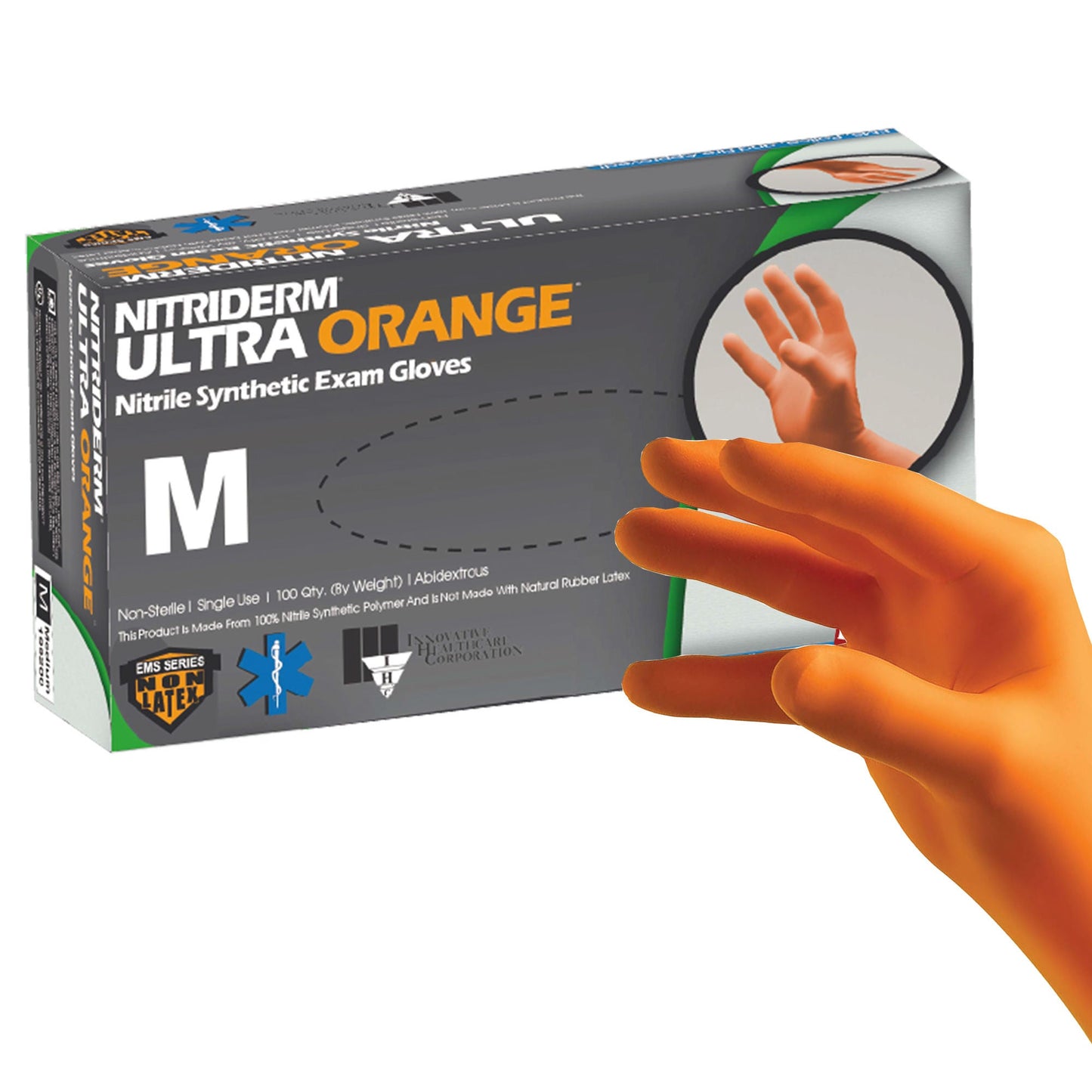 NitriDerm® Ultra Orange™ Nitrile Exam Gloves, Orange