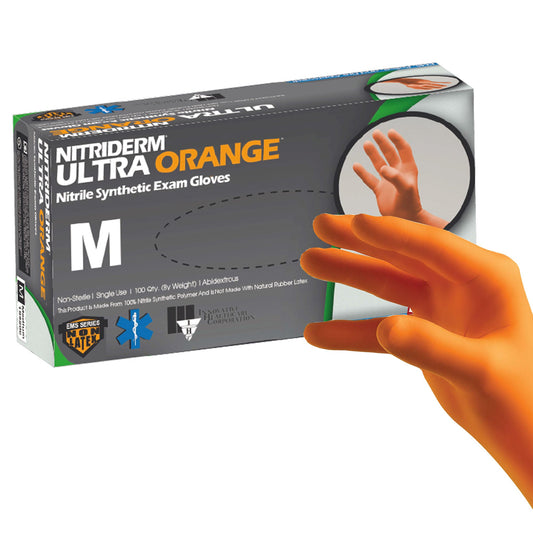 NitriDerm® Ultra Orange™ Nitrile Exam Gloves, Orange