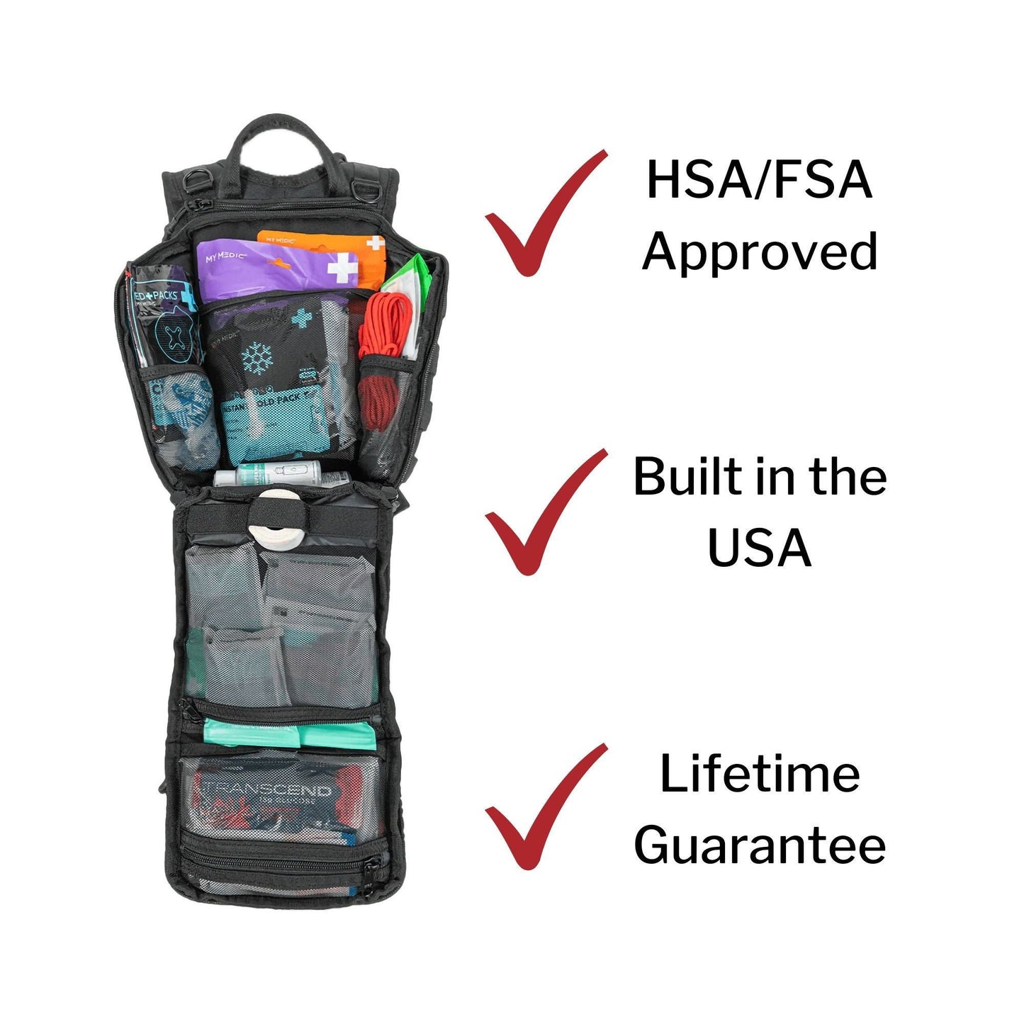 My Medic Recon First Aid Kit Backpack with Emergency Medical Supplies - Red