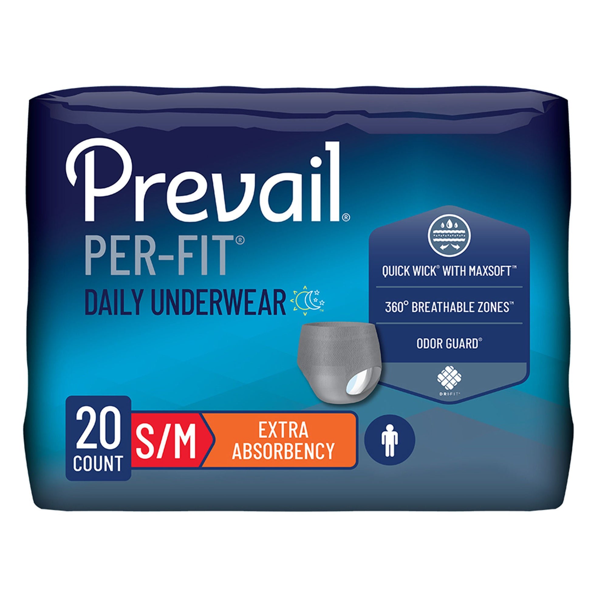 Prevail® Per-Fit® Men Adult Moderate Absorbent Underwear, White