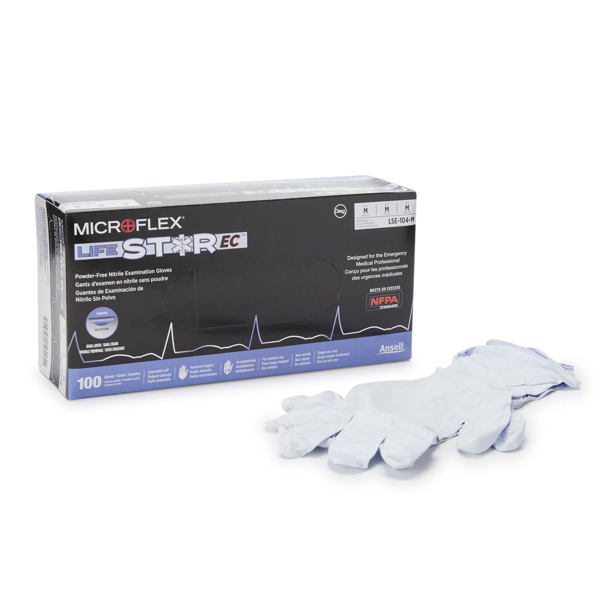 LifeStar™ EC Nitrile Exam Gloves, White / Blue - view 5