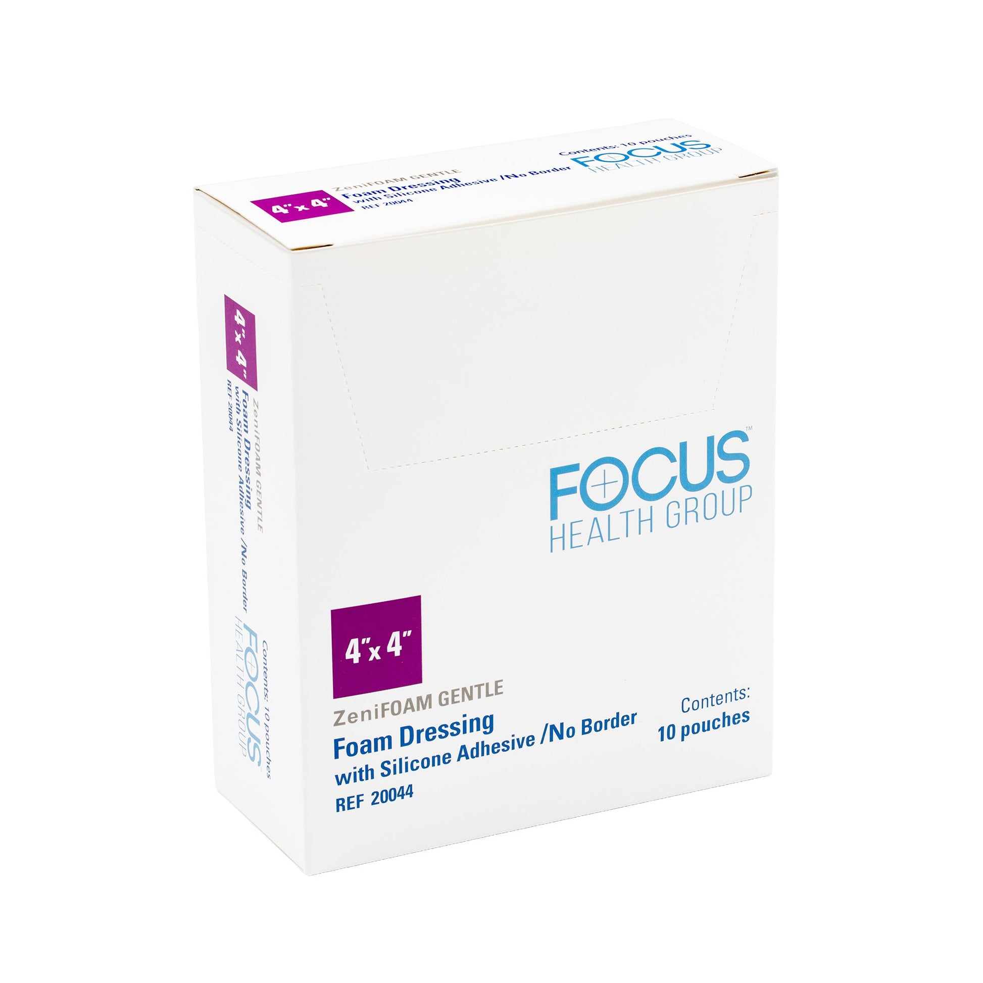 Zenifoam Gentle Foam Dressing Without Border Waterproof Backing Silicone Adhesive Square