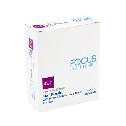 Zenifoam Gentle Foam Dressing Without Border Waterproof Backing Silicone Adhesive Square