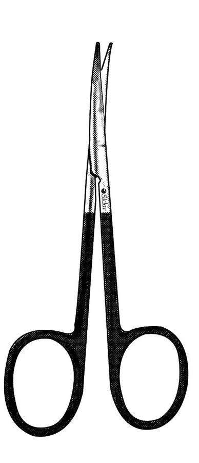 Sklar Blepharoplasty Scissors Kaye 4-1/2 Inch Length OR / Surgical Grade German Stainless Steel NonSterile Finger Ring Handle Curved Blunt Tip / Blunt Tip