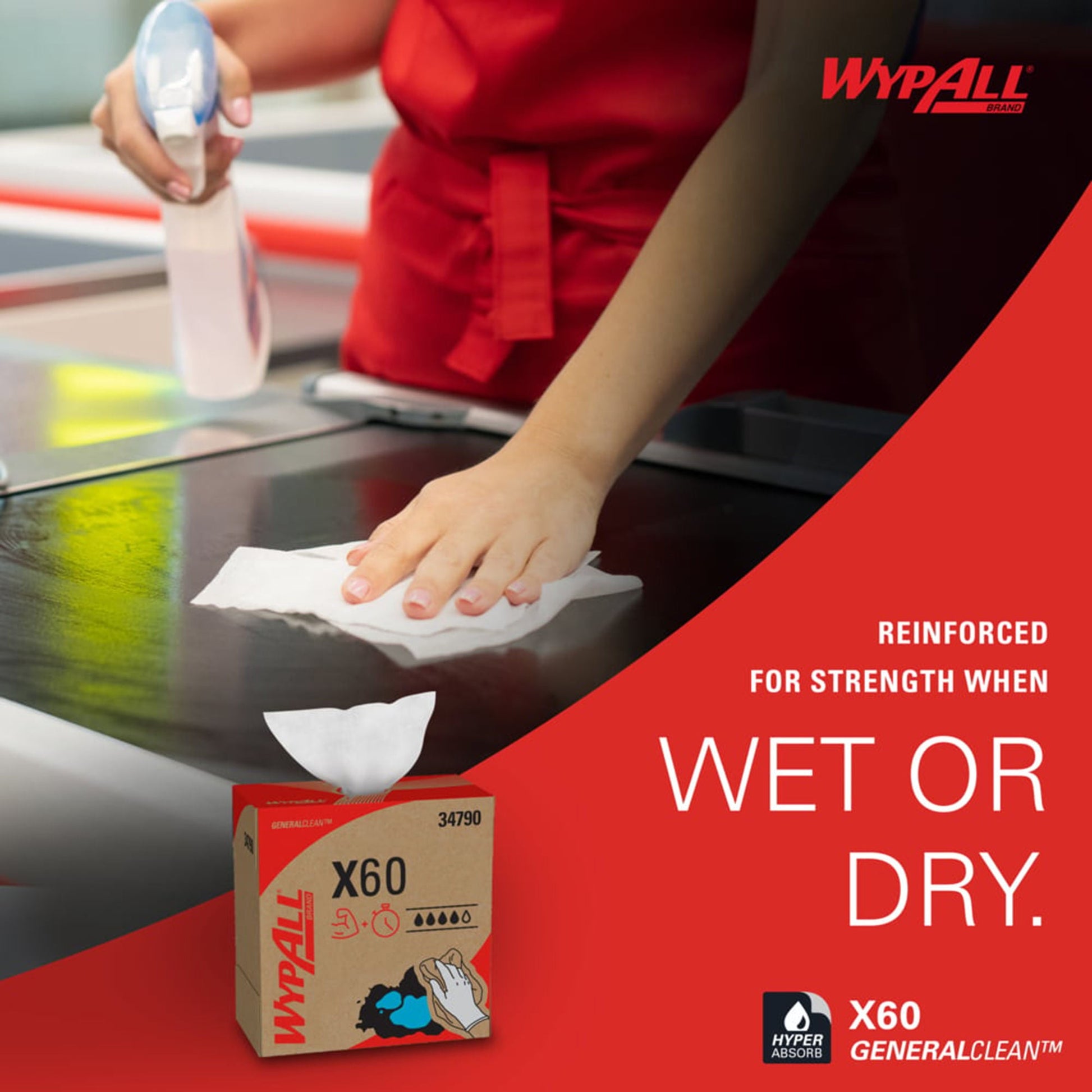 WypAll GeneralClean X60 Multipurpose Task Wipe 118 Count Dispenser Box NonSterile Disposable