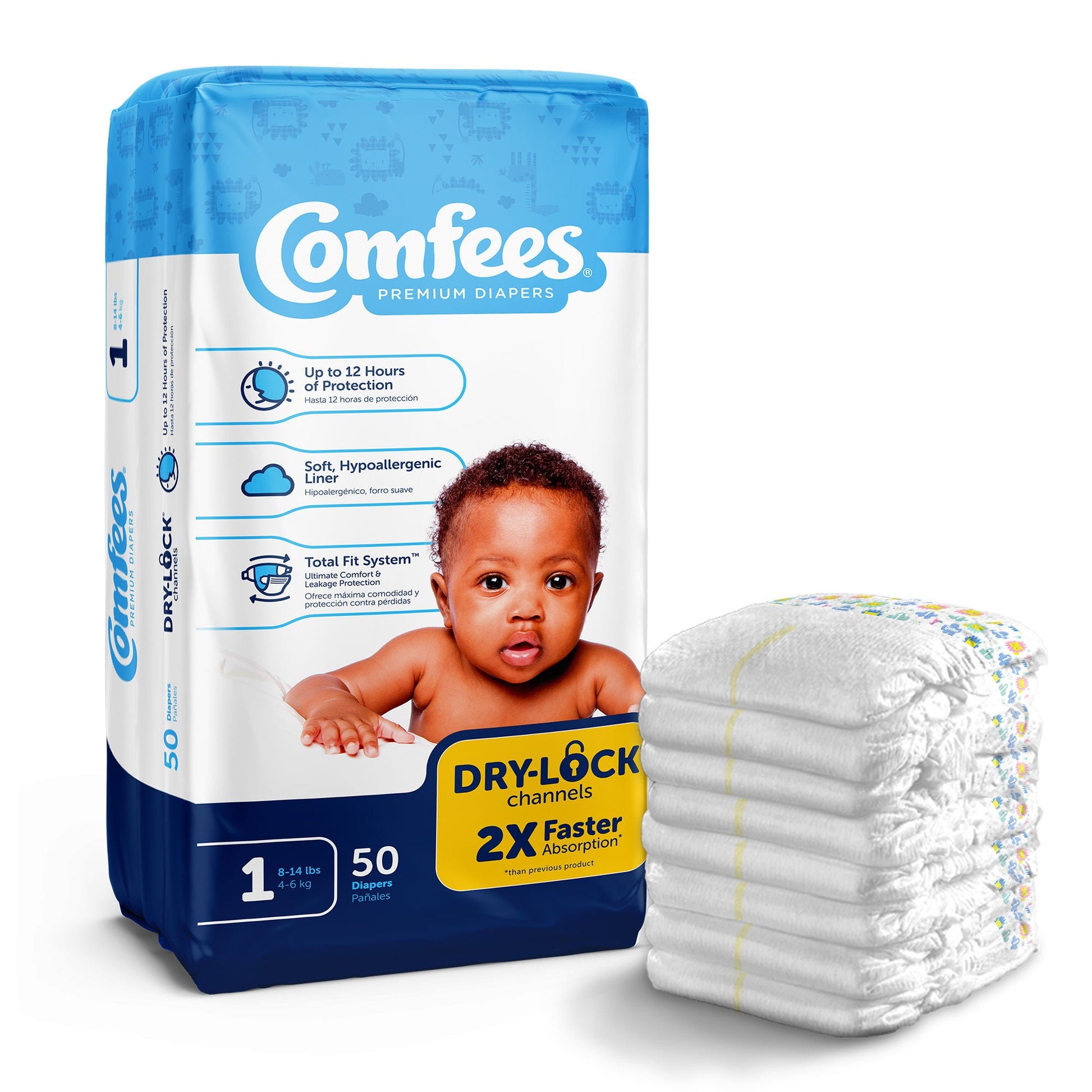 Attends Comfees Premium Diapers, Unisex, Tab Closure