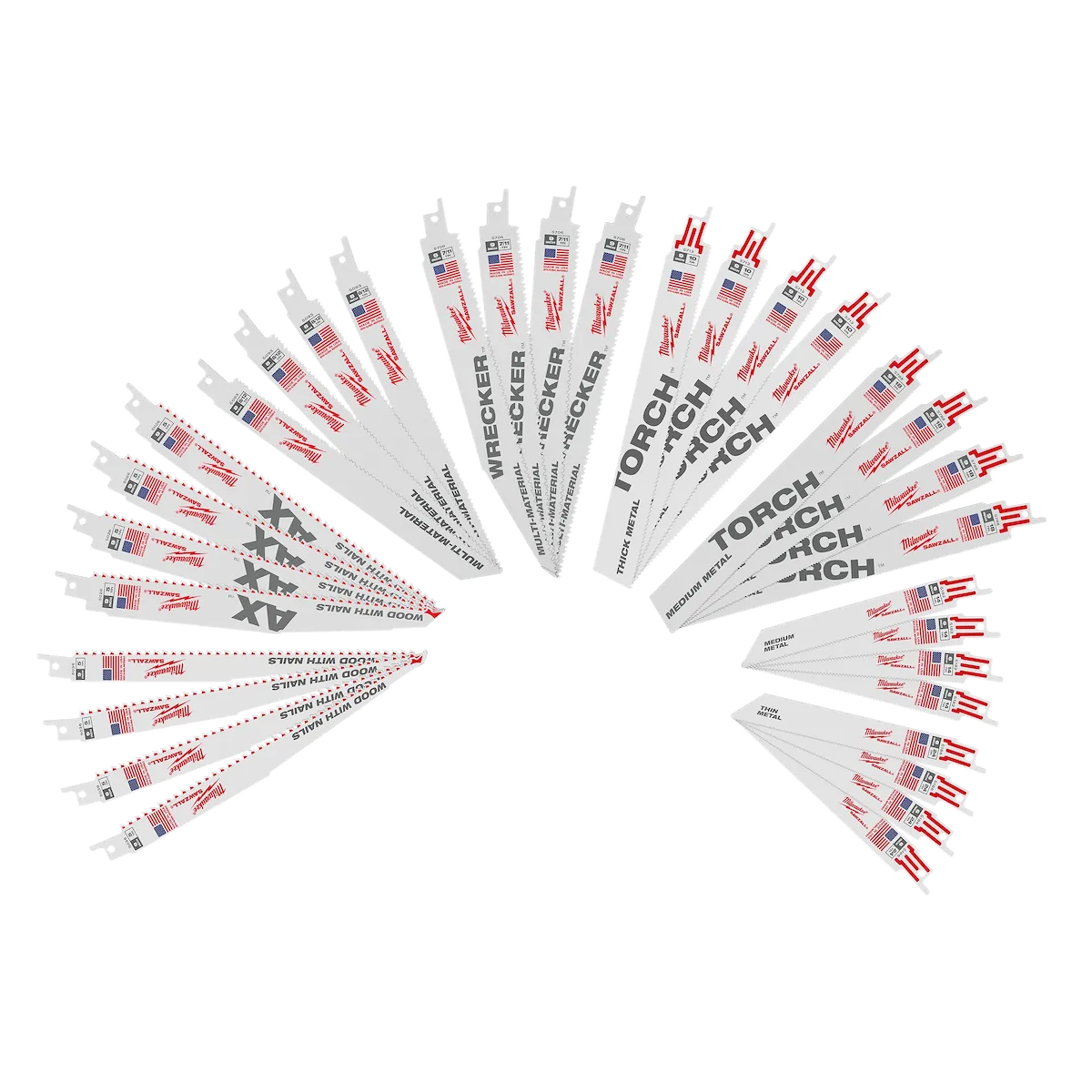 Milwaukee 32PC Wood and Metal Cutting SAWZALL Blade Set 49-22-1132 | 32-Piece