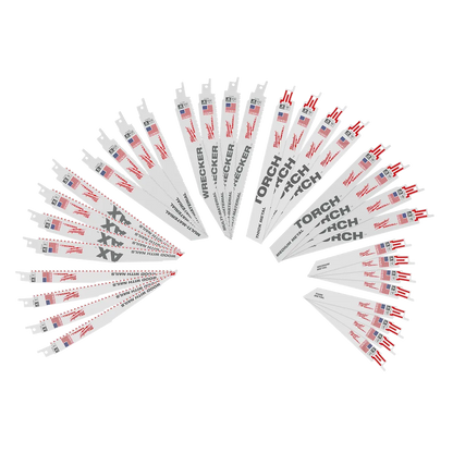 Milwaukee 32PC Wood and Metal Cutting SAWZALL Blade Set 49-22-1132 | 32-Piece