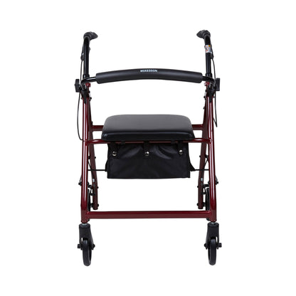 McKesson Folding Aluminum Four-Wheel Rollator, Red