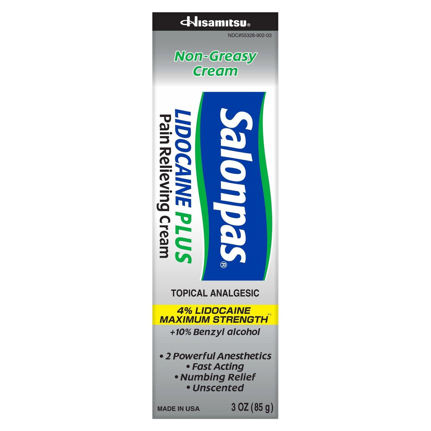 Salonpas Lidocaine 4% Plus Pain Relieving Cream, Tube