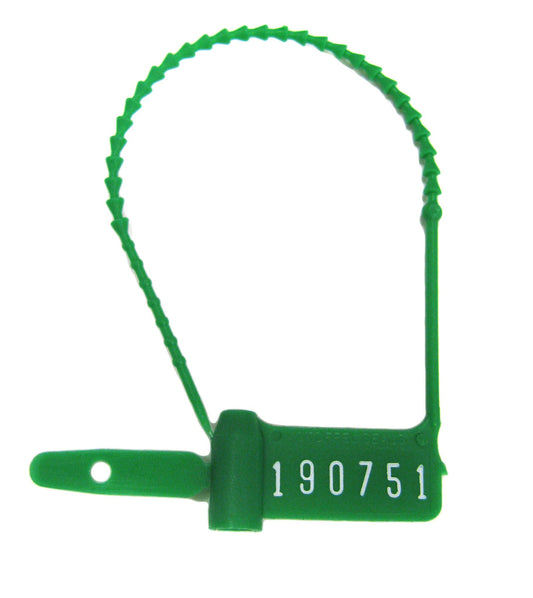 Cynch-Loks Tamper Evident Seal Numbered Green Plastic 6 Inch
