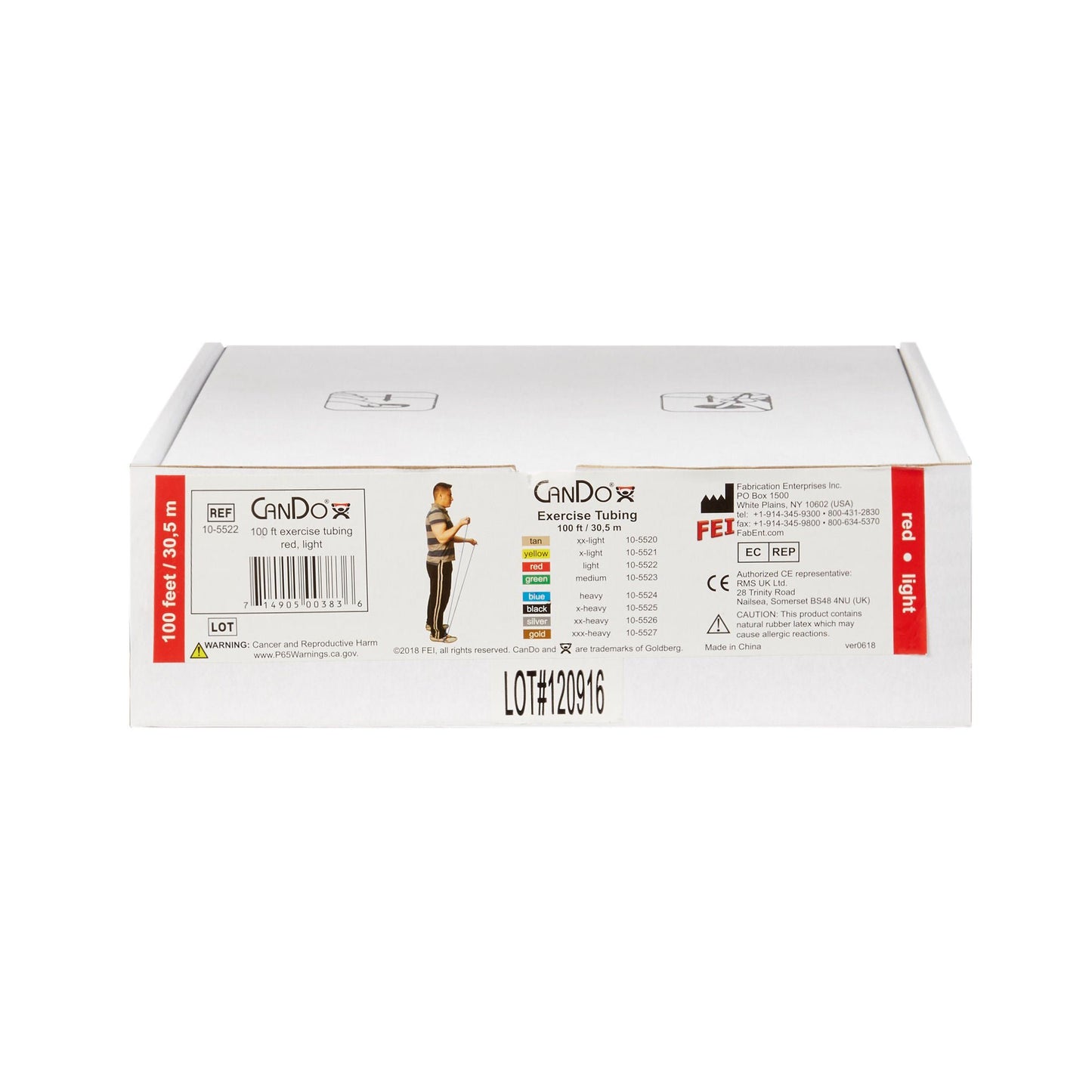 CanDo® Low Powder Exercise Resistance Tubing, Red, 100', Light Resistance
