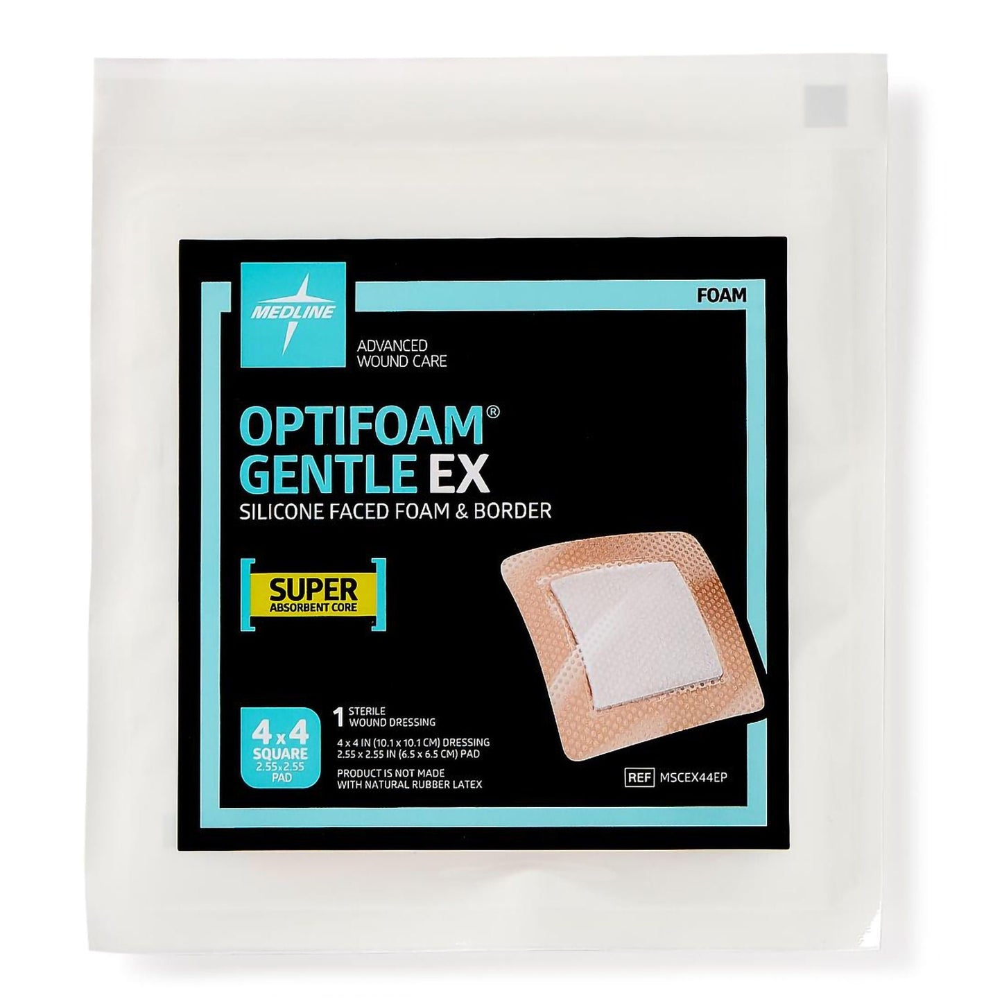 Optifoam Gentle EX Foam Dressing With Border Waterproof Backing Silicone Face and Border Square