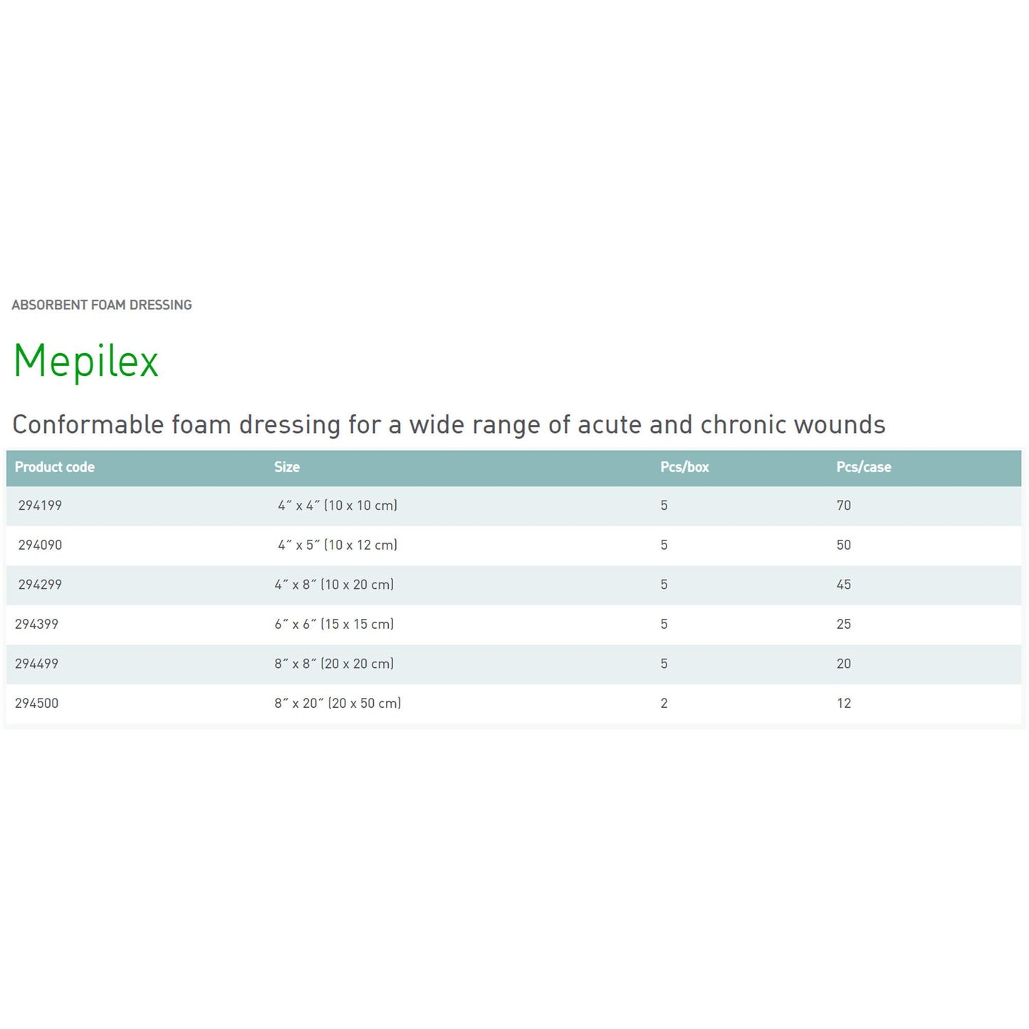 Mepilex® Silicone Adhesive without Border Silicone Foam Dressing