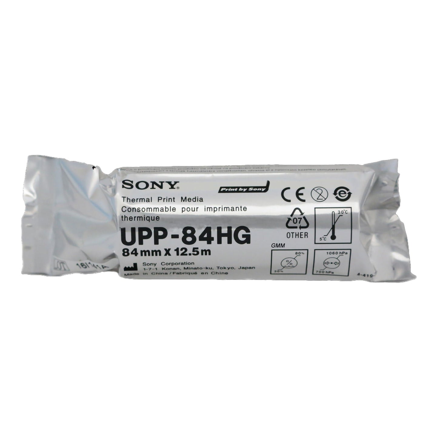 Sony Thermal Printer Paper 104 Prints 84 mm X 12-1/2 Meter Black / White