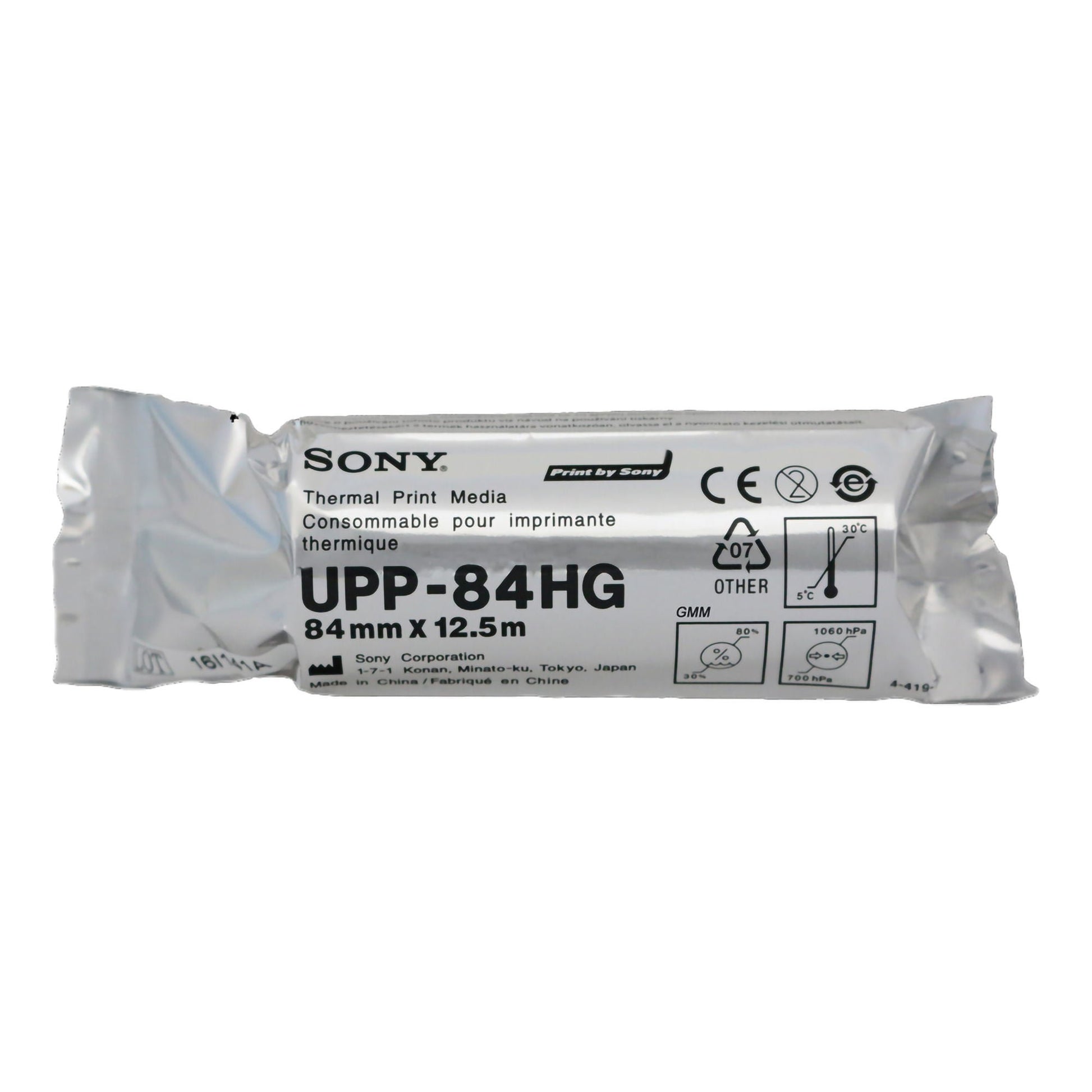 Sony Thermal Printer Paper 104 Prints 84 mm X 12-1/2 Meter Black / White