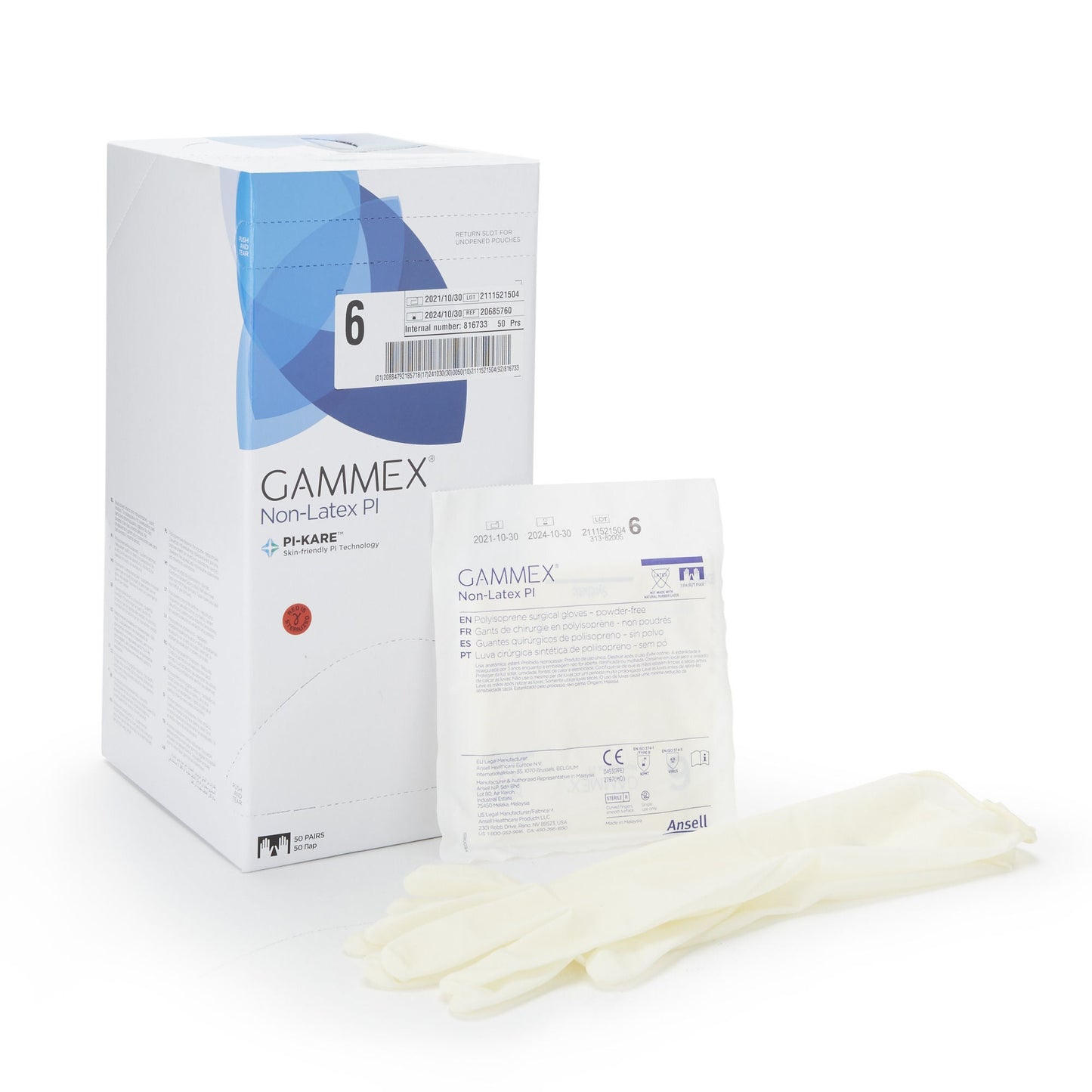 Sterile GAMMEX® Non-Latex PI Polyisoprene Surgical Gloves, White - view 2