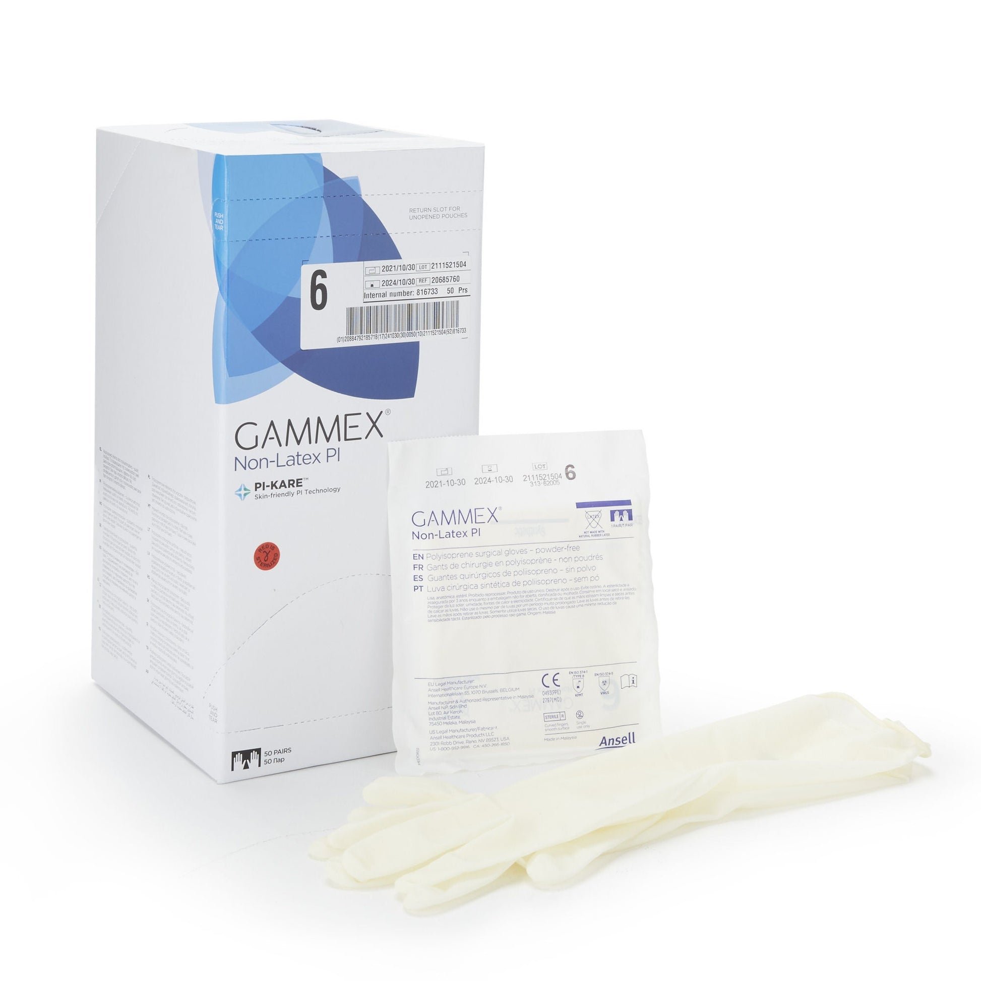 Sterile GAMMEX® Non-Latex PI Polyisoprene Surgical Gloves, White - view 2