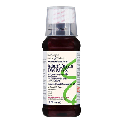 Foster & Thrive™ Adult Tussin DM Max Liquid, Raspberry & Menthol