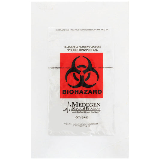 Medegen Specimen Transport Bag with Document Pouch, Adhesive Closure