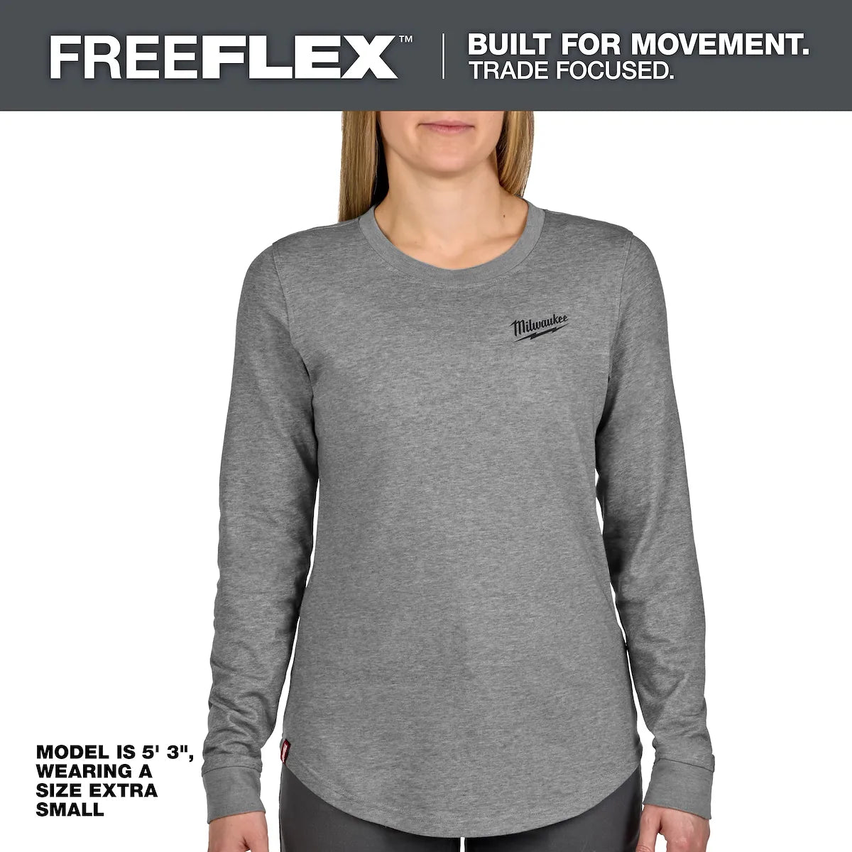 Milwaukee Women's FREEFLEX Hybrid Tee - Long Sleeve Gray 2X F552G-2X