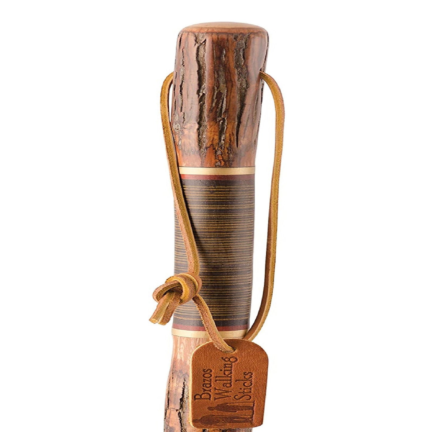 Brazos™ Exotic Leather Safari Hickory Rustic Walking Stick, 58-Inch