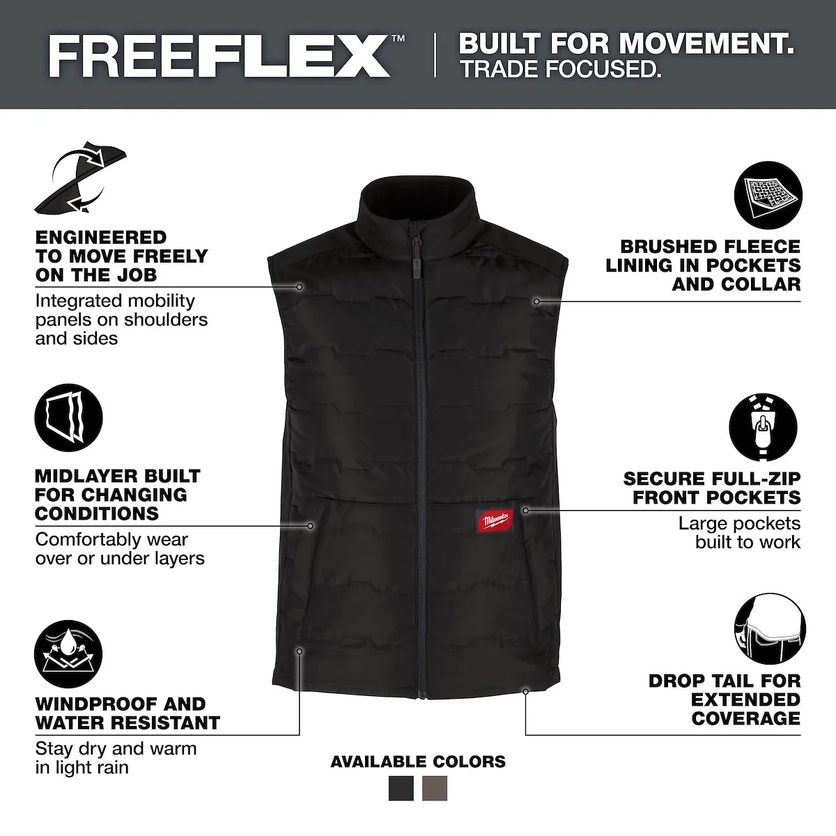 Milwaukee FREEFLEX Lightweight Insulated Vest Black 3X M350B-3X | Polyester