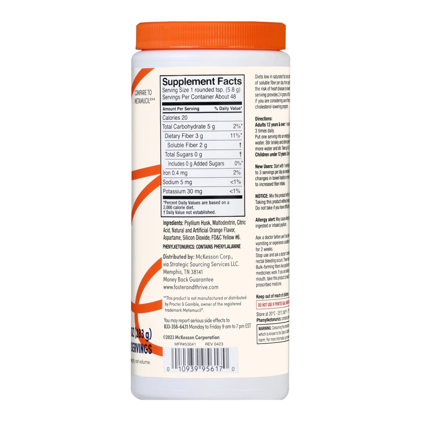 Foster & Thrive™ Fiber Powder Sugar Free Smooth Texture Orange