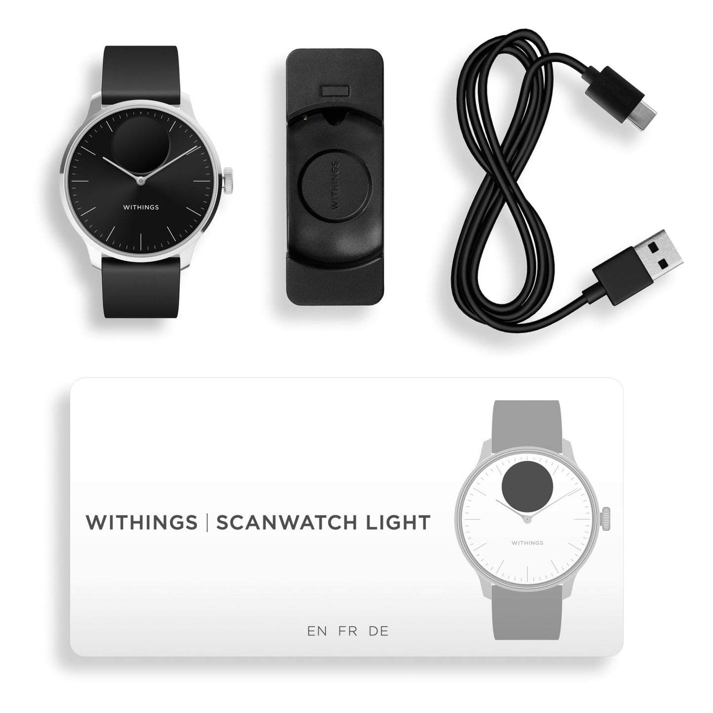 Withings ScanWatch Light Smart Watch, 37mm, Black