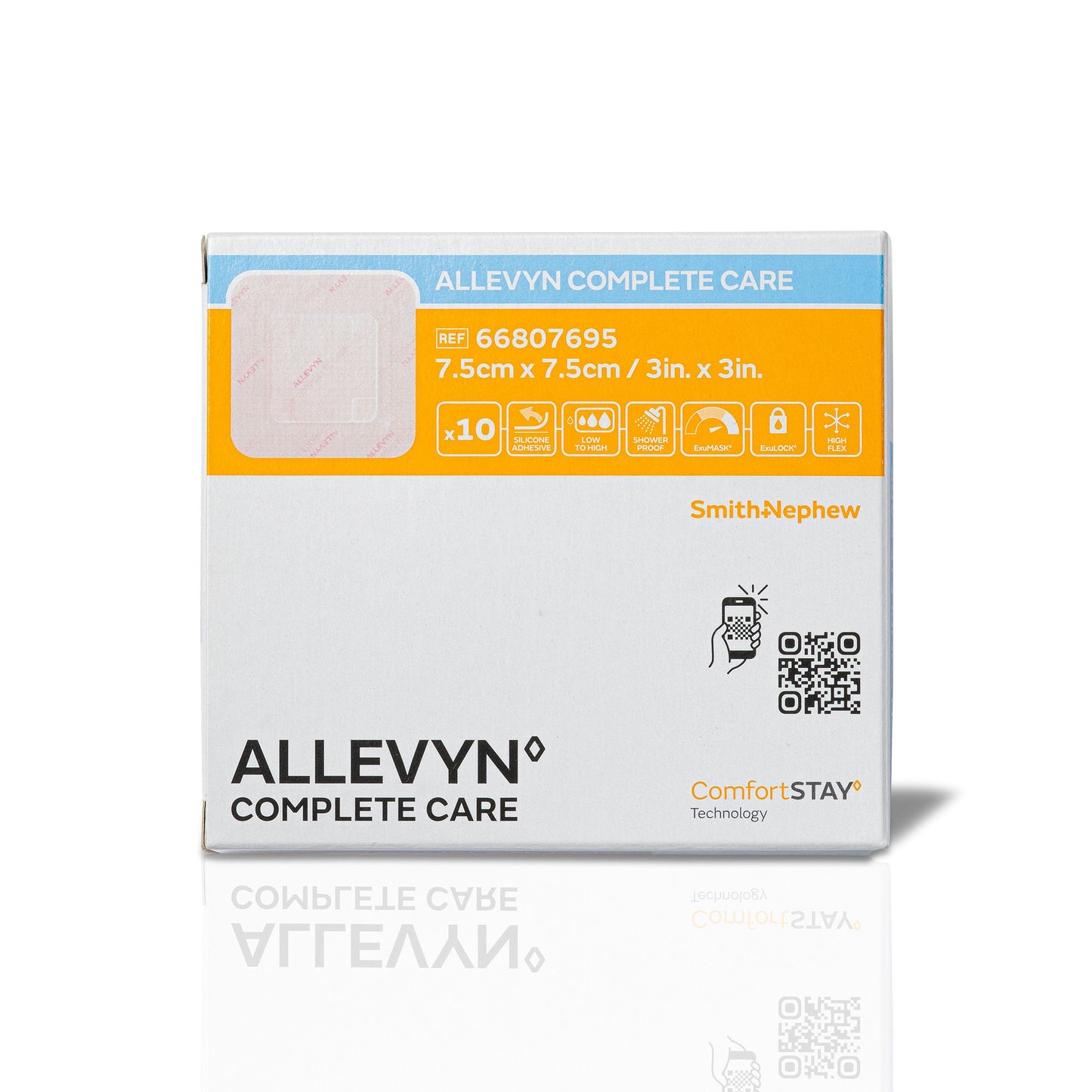 Allevyn Complete Care Foam Dressing With Border Film Backing Silicone Adhesive Square