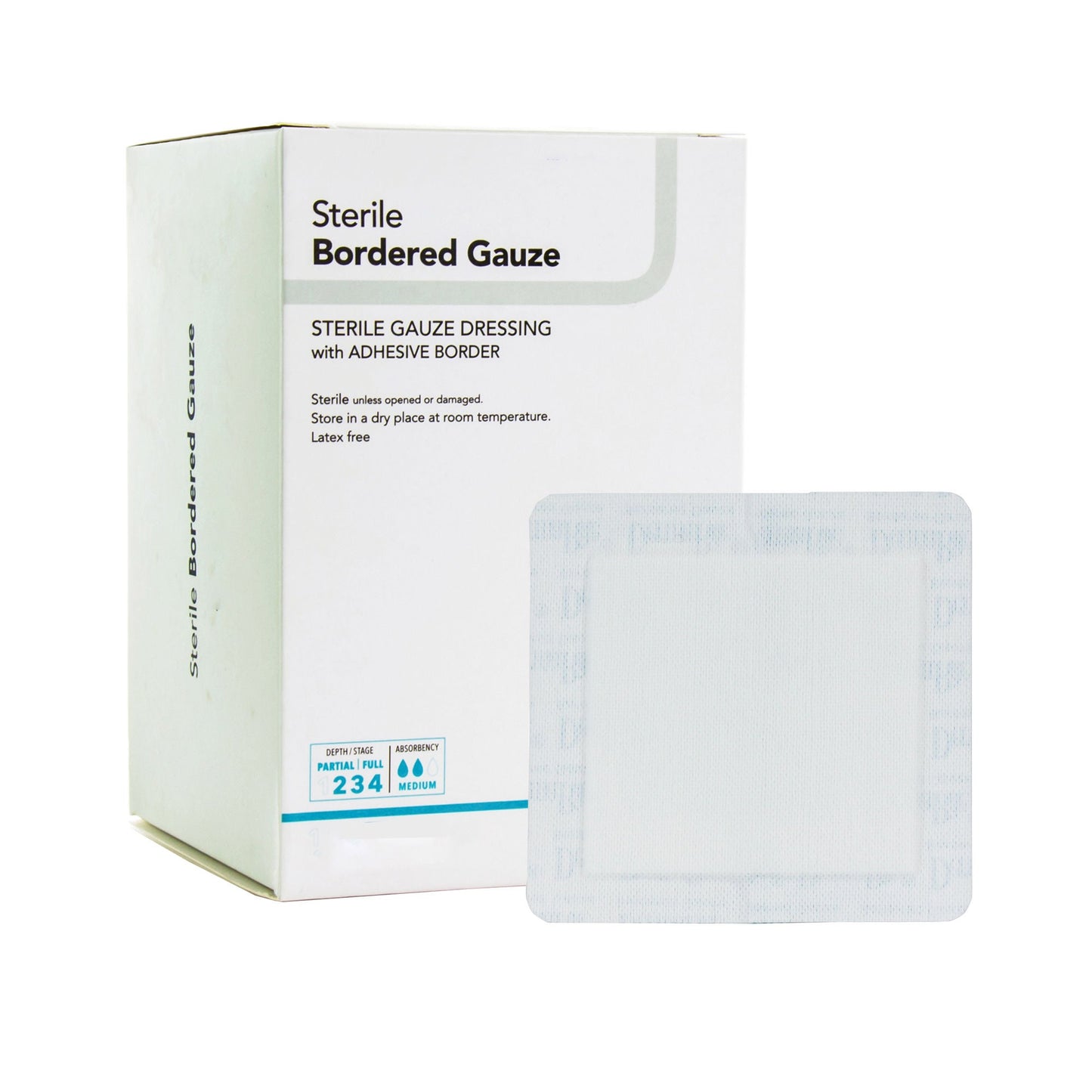 DermaRite® Bordered Gauze White Adhesive Dressing