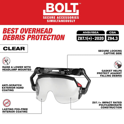 Milwaukee BOLT Gasketed Eye Visor - Clear Dual Coat Lens (Compatible with BOLT Safety Helmets & BOLT Hard Hats) 48-73-1412