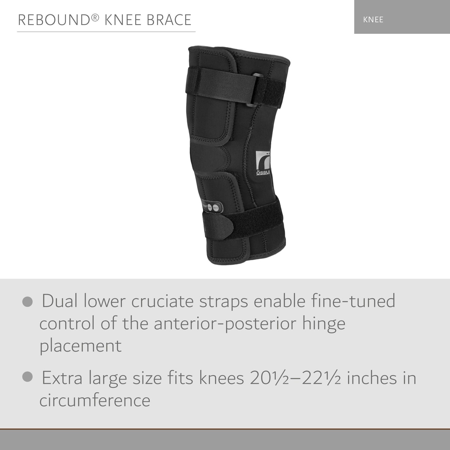 Ossur Rebound® Wraparound / Open Patella Hinged Knee Brace, Extra Large
