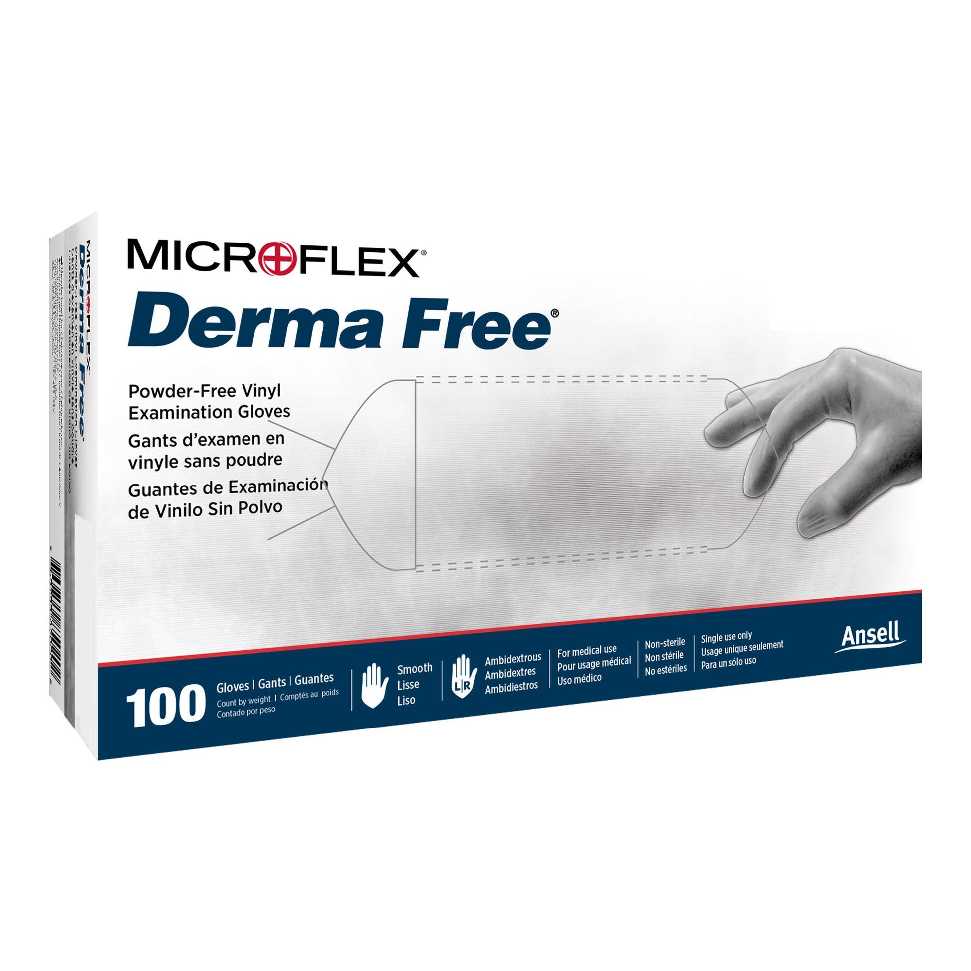 Derma Free™ Vinyl Exam Gloves, Clear - view 5