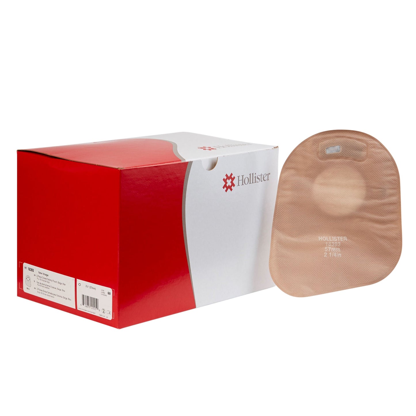 New Image™ 18393 Two-Piece Beige Ostomy Pouch, Pre-cut to Fit , Red Match