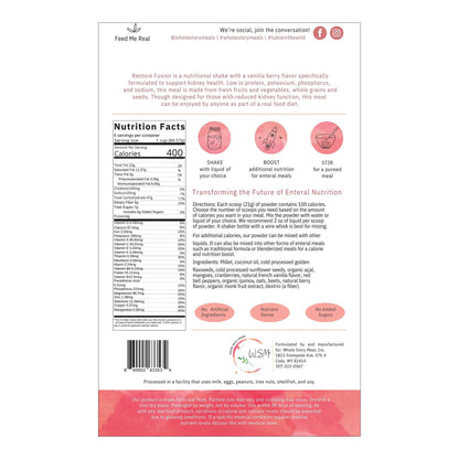 Restore Fusion Renal Support Oral Supplement Vanilla Berry Flavor Powder Pouch
